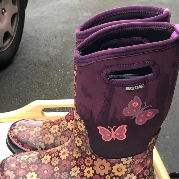 Bogs Classic High Daisy Love Me Purple Kids Waterproof -30 Deg F Boots Size 39/6 - Picture 5 of 11